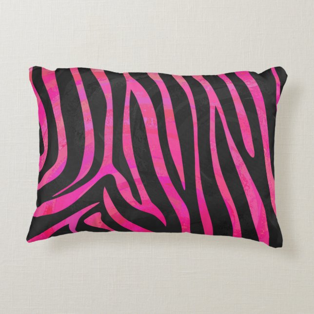 Zebra-Schwarz-und Pink-Druck Zierkissen (Rückseite)