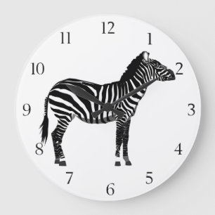 Zebra - Schwarz und Weiß Große Wanduhr