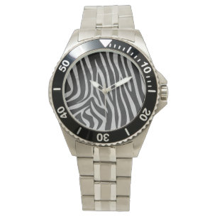 Zebra Schwarz-Weiß-Druck Armbanduhr