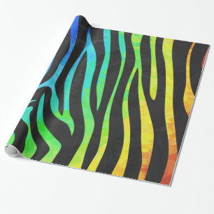 Zebra-Schwarzes und Regenbogen-Druck Geschenkpapier
