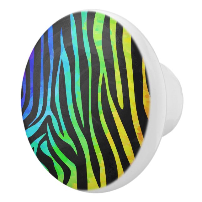 Zebra-Schwarzes und Regenbogen-Druck Keramikknauf (Rechts)