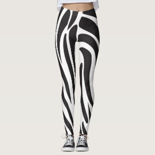 Zebra Schwarzweiß Print Streifen Muster trendy Leggings