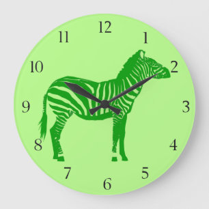 Zebra - Shades of Lime Green Große Wanduhr
