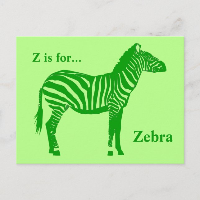 Zebra - Shades of Lime Green Postkarte (Vorderseite)