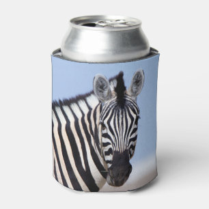 Zebra sieht dich mit blauem Himmelslicht Foto an Dosenkühler