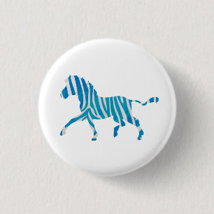 Zebra Silhouette Blau und Weiß Button