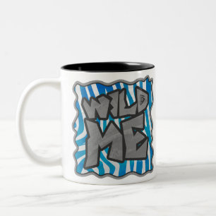 Zebra Silhouette Blau und Weiß Design Zweifarbige Tasse