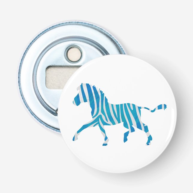 Zebra Silhouette Blau und Weiß Flaschenöffner (Vorderseite)