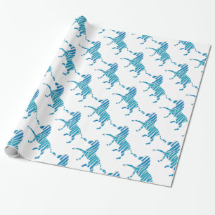 Zebra Silhouette Blau und Weiß Geschenkpapier