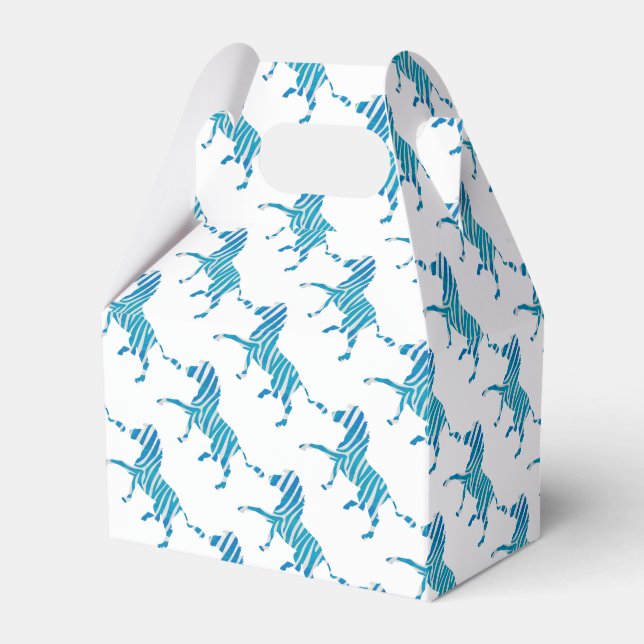 Zebra Silhouette Blau und Weiß Geschenkschachtel (Vorderseite)