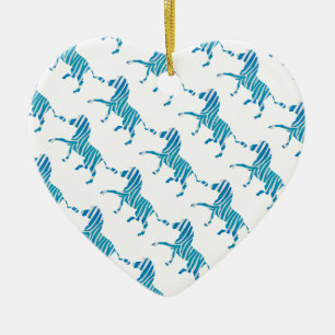 Zebra Silhouette Blau und Weiß Keramikornament