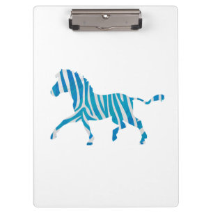 Zebra Silhouette Blau und Weiß Klemmbrett