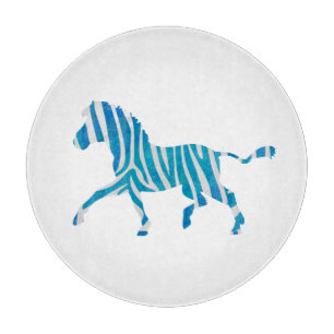Zebra Silhouette Blau und Weiß Schneidebrett