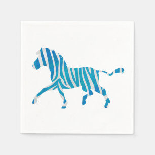 Zebra Silhouette Blau und Weiß Serviette