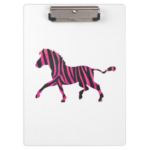 Zebra-Silhouette Schwarz und Heiß-Rosa Klemmbrett