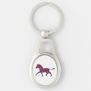 Zebra-Silhouette Schwarz und Heiß-Rosa Schlüsselanhänger