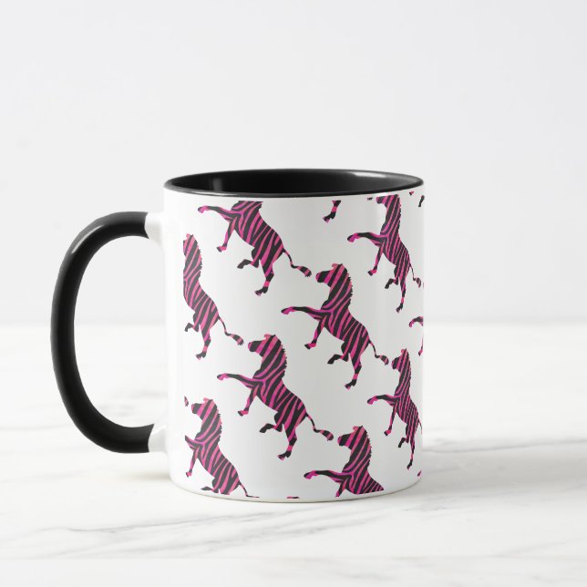 Zebra-Silhouette Schwarz und Heiß-Rosa Tasse (Links)