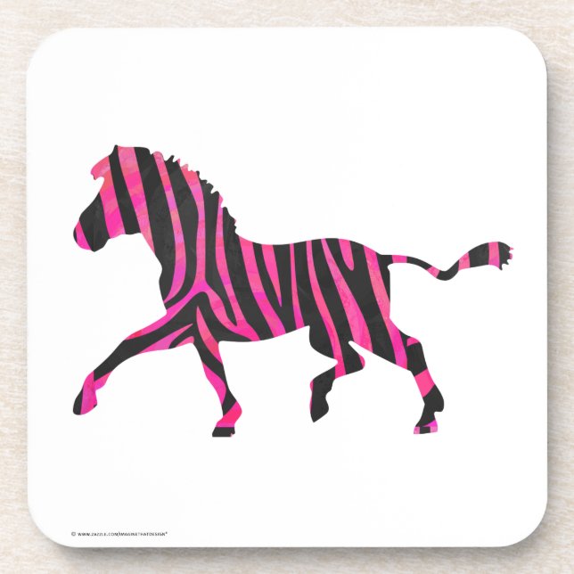Zebra-Silhouette Schwarz und Heiß-Rosa Untersetzer (Vorderseite)
