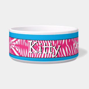 Zebra Skin Personalisiert Kitty Cat Bowl Aqua Trim Napf
