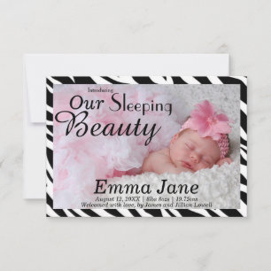 Zebra Sleeping Beauty Print 3x5 Geburtsankündigung Ankündigung