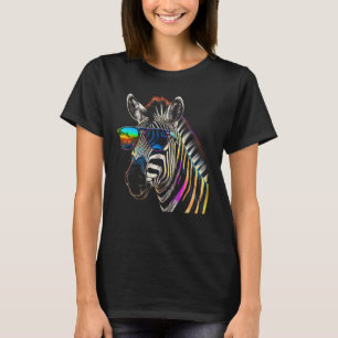 Zebra Sonnenbrille Artwork Tierfarben Zebra T-Shirt