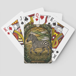 Zebra Sonnenlicht Gras Illumina Buntglas Spielkarten