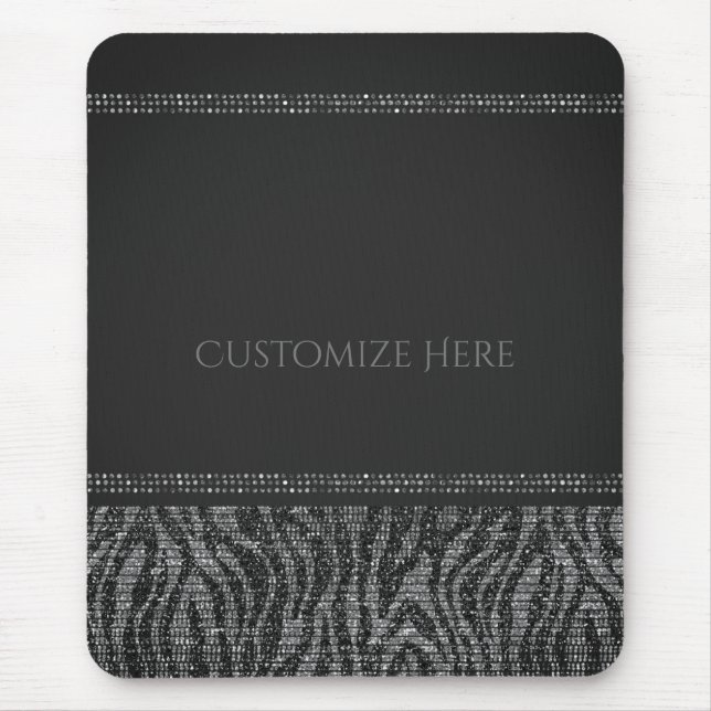 Zebra Sparkle Sequins Glam Chic Moderner Glamour Mousepad (Vorne)