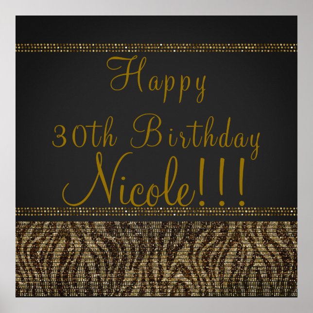 Zebra Sparkle Sequins Glam Party Poster Banner (Vorne)