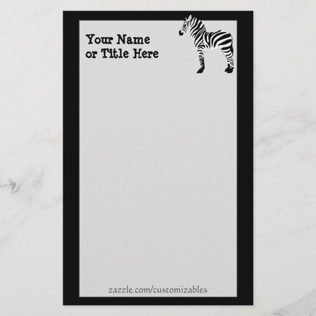 Zebra stationär briefpapier (Vorderseite)