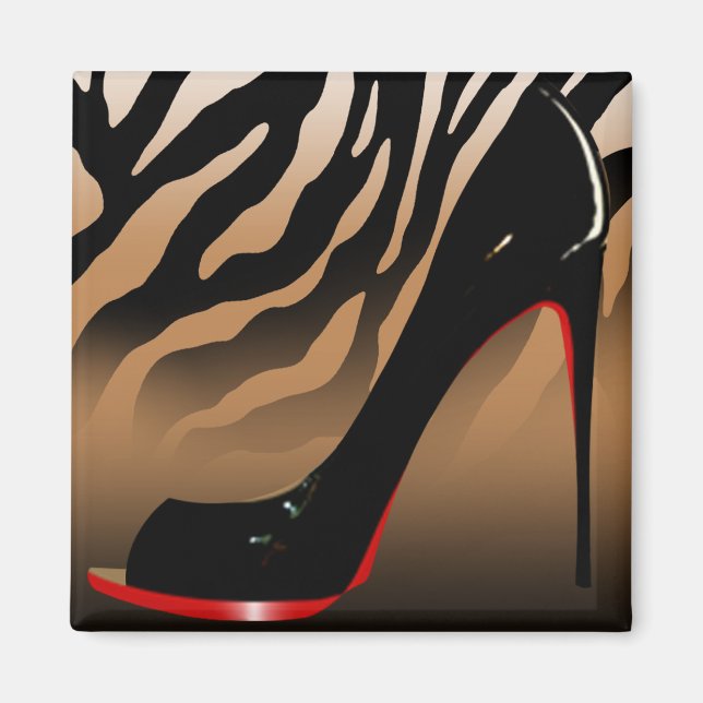 "Zebra Stiletto" (tan) von Cheryl Daniels Magnet (Vorne)