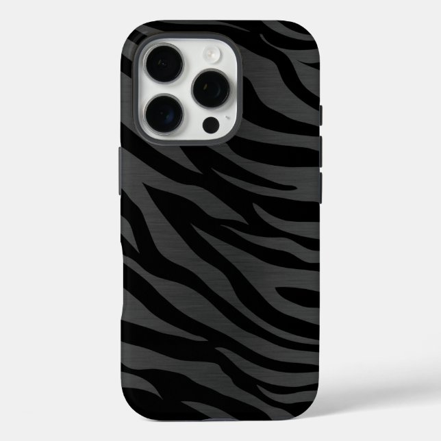 Zebra Streifen auf dunkelgrau Case-Mate iPhone Hülle (Rückseite)