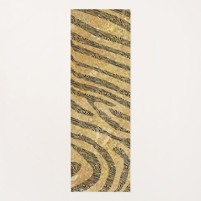 Zebra Streifen auf goldene Marmortextur Yogamatte (Vorderseite)
