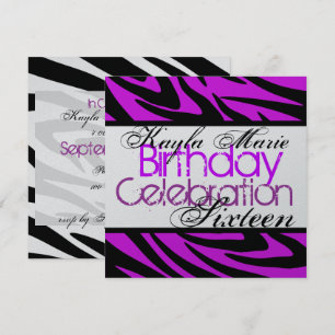 Zebra Streifen/ Cool Lila Einladung