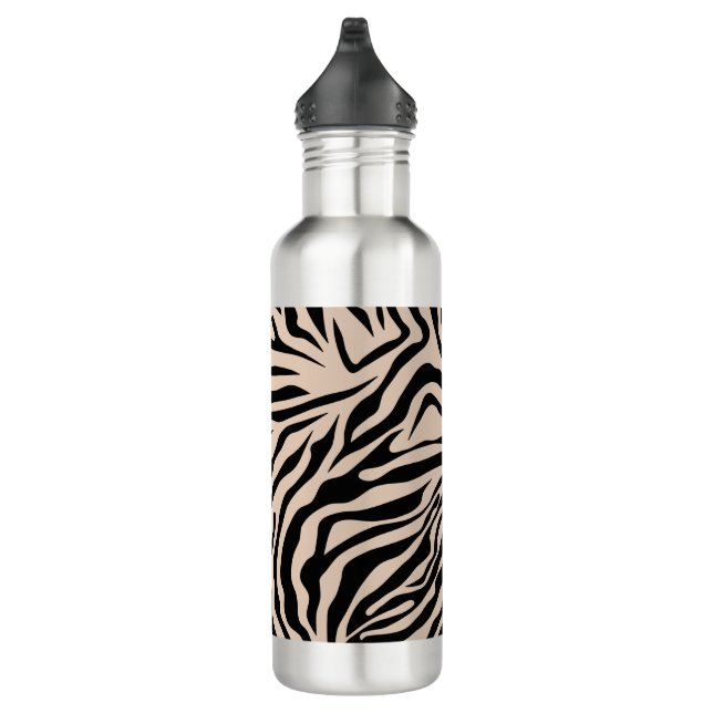 Zebra Streifen Creme Beige Schwarz Wild Animal Pri Edelstahlflasche (Rechts)