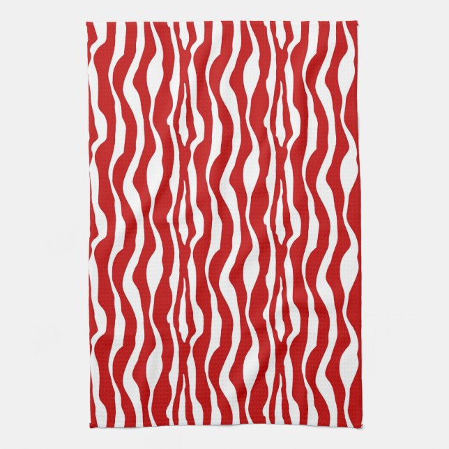 Zebra-Streifen - Deep Red und White Handtuch (Vertikal)