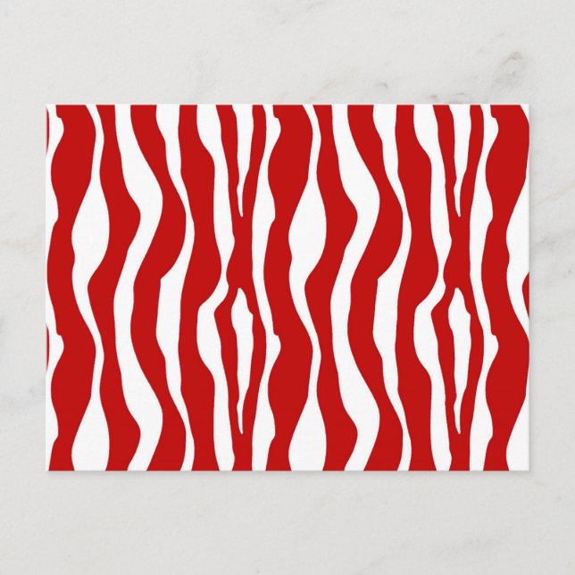 Zebra-Streifen - Deep Red und White Postkarte (Vorderseite)
