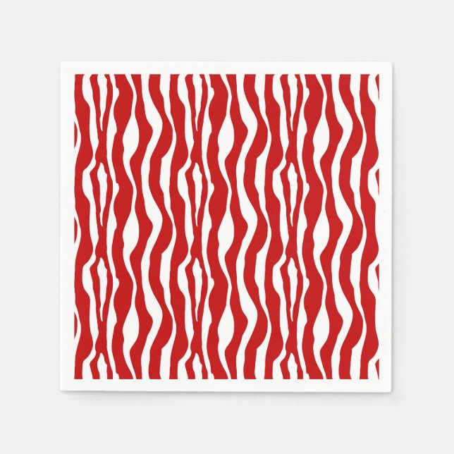 Zebra-Streifen - Deep Red und White Serviette (Vorderseite)