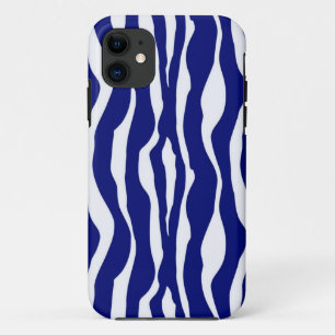 Zebra-Streifen - Dunkles Kobalt Blau und Weiß Case-Mate iPhone Hülle