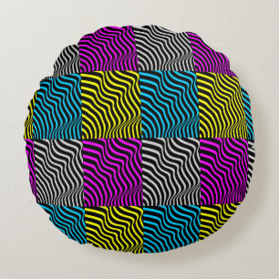 Zebra Streifen - Geometrisches Muster Abstrakt Art Rundes Kissen