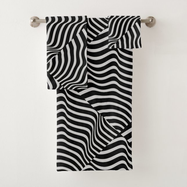 Zebra Streifen - Geometrisches Muster - Abstrakte  Badhandtuch Set (Insitu)