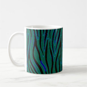 Zebra Streifen in Schwarz und Grün Safari Print Kaffeetasse