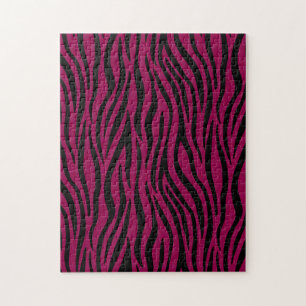 Zebra Streifen in Schwarz und Magenta Safari Print Puzzle
