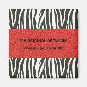 Zebra Streifen in Schwarz und Weiß mit rotem Strei Magnet