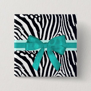 Zebra Streifen mit blauer Schleife und Bogenmuster Button