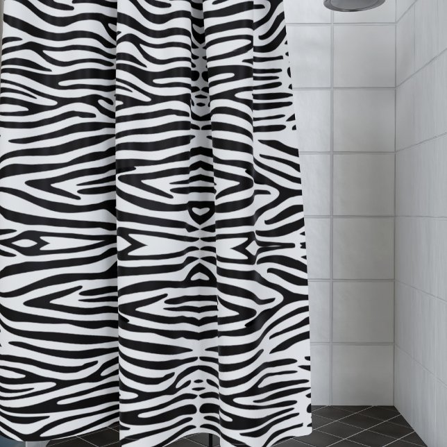 Zebra Streifen Muster Schwarz-Weiß-Tierdruck Duschvorhang (Step up your shower game with this fierce yet fashionable zebra print shower curtain)