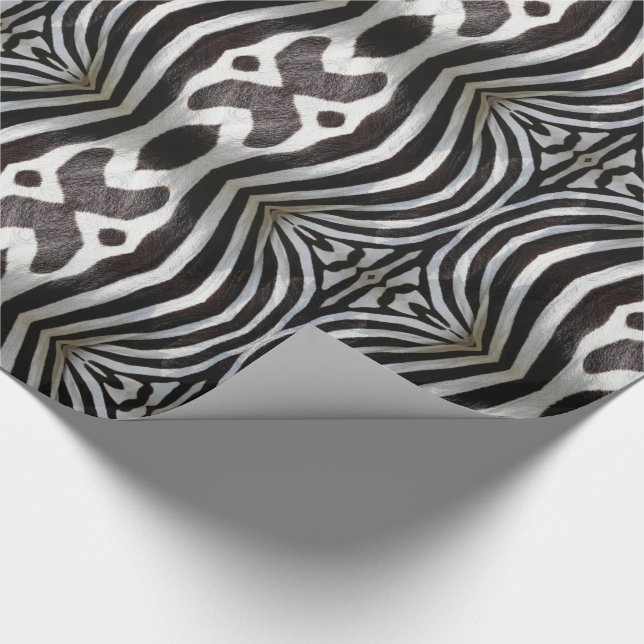 Zebra Streifen Muster Schwarz-Weiß-Wildnis Geschenkpapier (Ecke)
