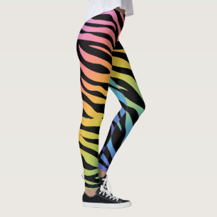 Zebra-Streifen-Regenbogen-Steigungs-Druck auf Leggings