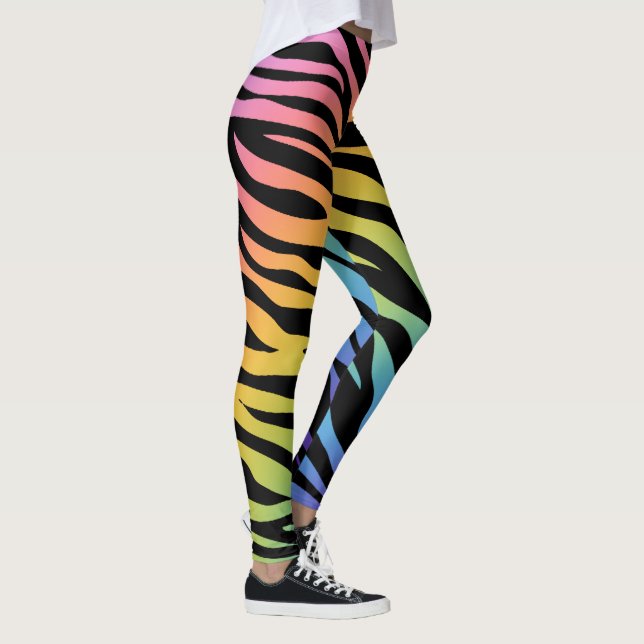 Zebra-Streifen-Regenbogen-Steigungs-Druck auf Leggings (Rechts)