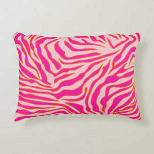 Zebra Streifen Rosa Orange Wild Animal Print Dekokissen