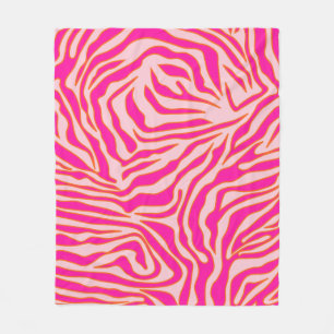 Zebra Streifen Rosa Orange Wild Animal Print Fleecedecke